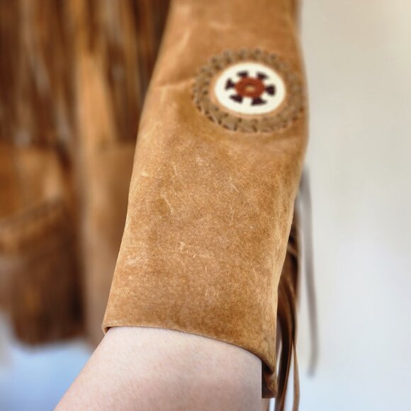 Scully Leather Boar Suede Fringe Mountain Jacket Bourbon Men 50 Cowboy Western - Picture 8 of 16